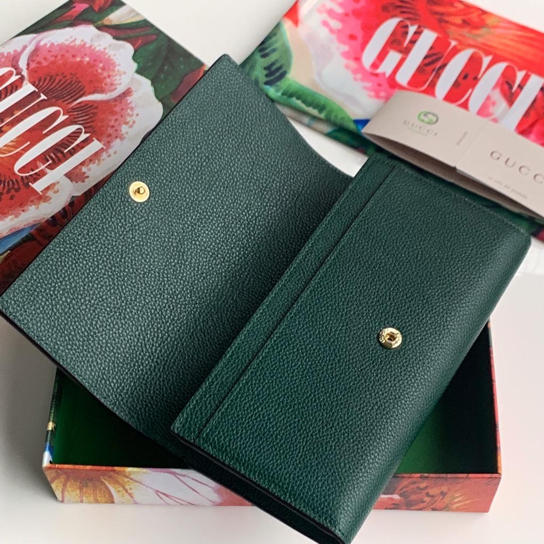 Replica Gucci 573612 Zumi Grainy Leather Continental Wallet Green