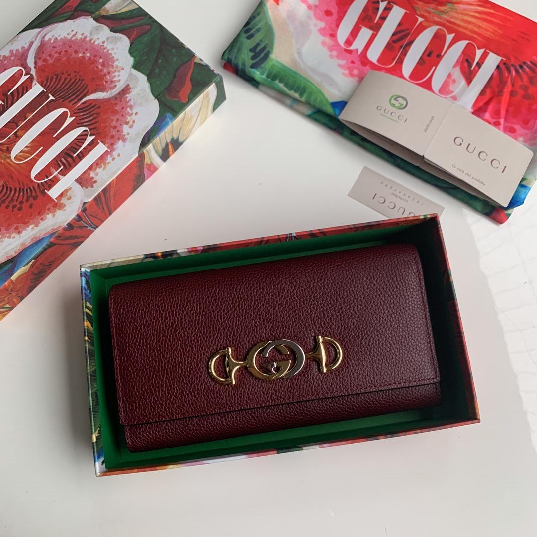 Replica Gucci 573612 Zumi Grainy Leather Continental Wallet Red