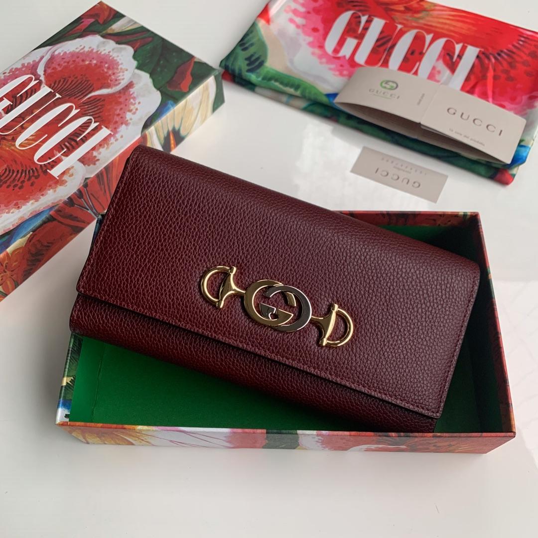 Replica Gucci 573612 Zumi Grainy Leather Continental Wallet Red