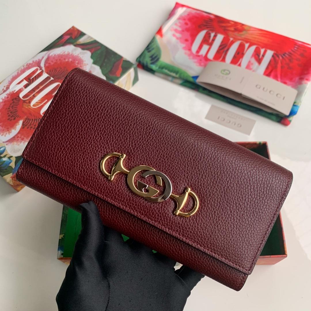 Replica Gucci 573612 Zumi Grainy Leather Continental Wallet Red