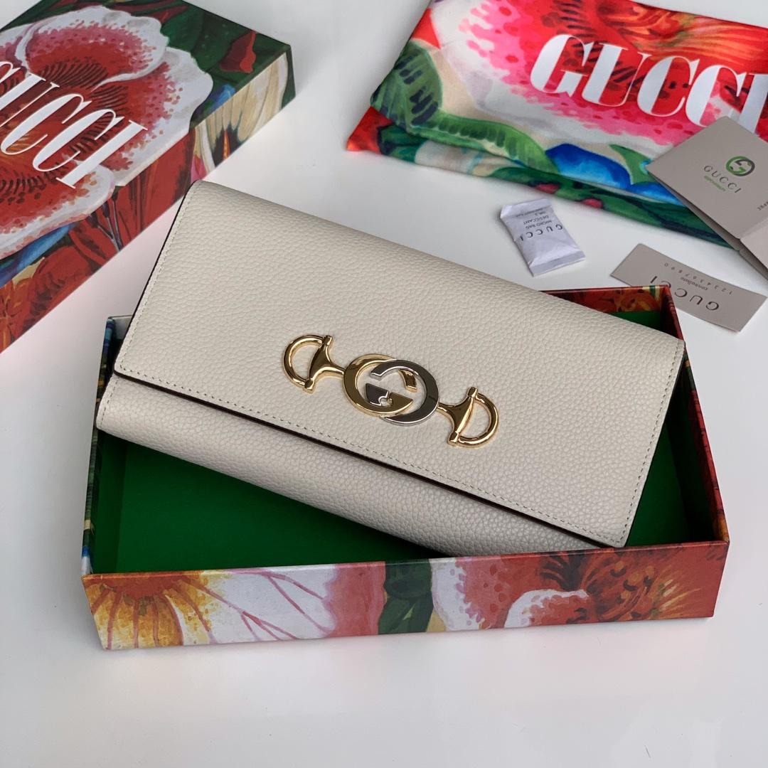 Replica Gucci 573612 Zumi Grainy Leather Continental Wallet White