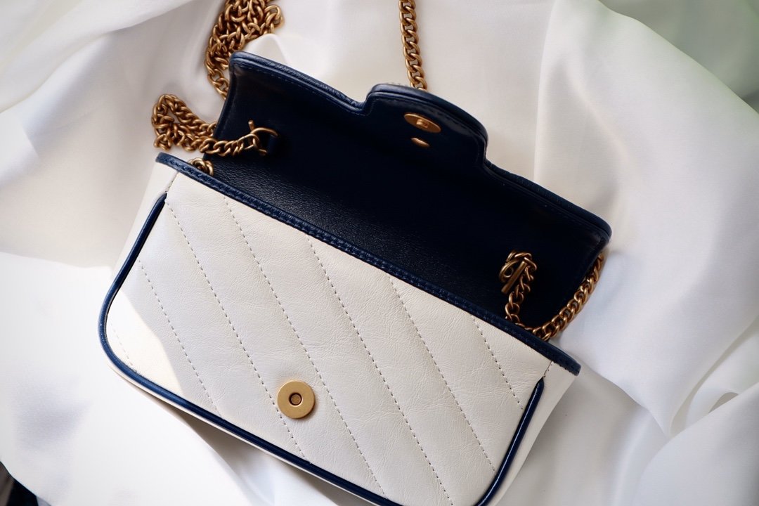 Replica Gucci 574969 GG Marmont Super Mini Bag White Leather