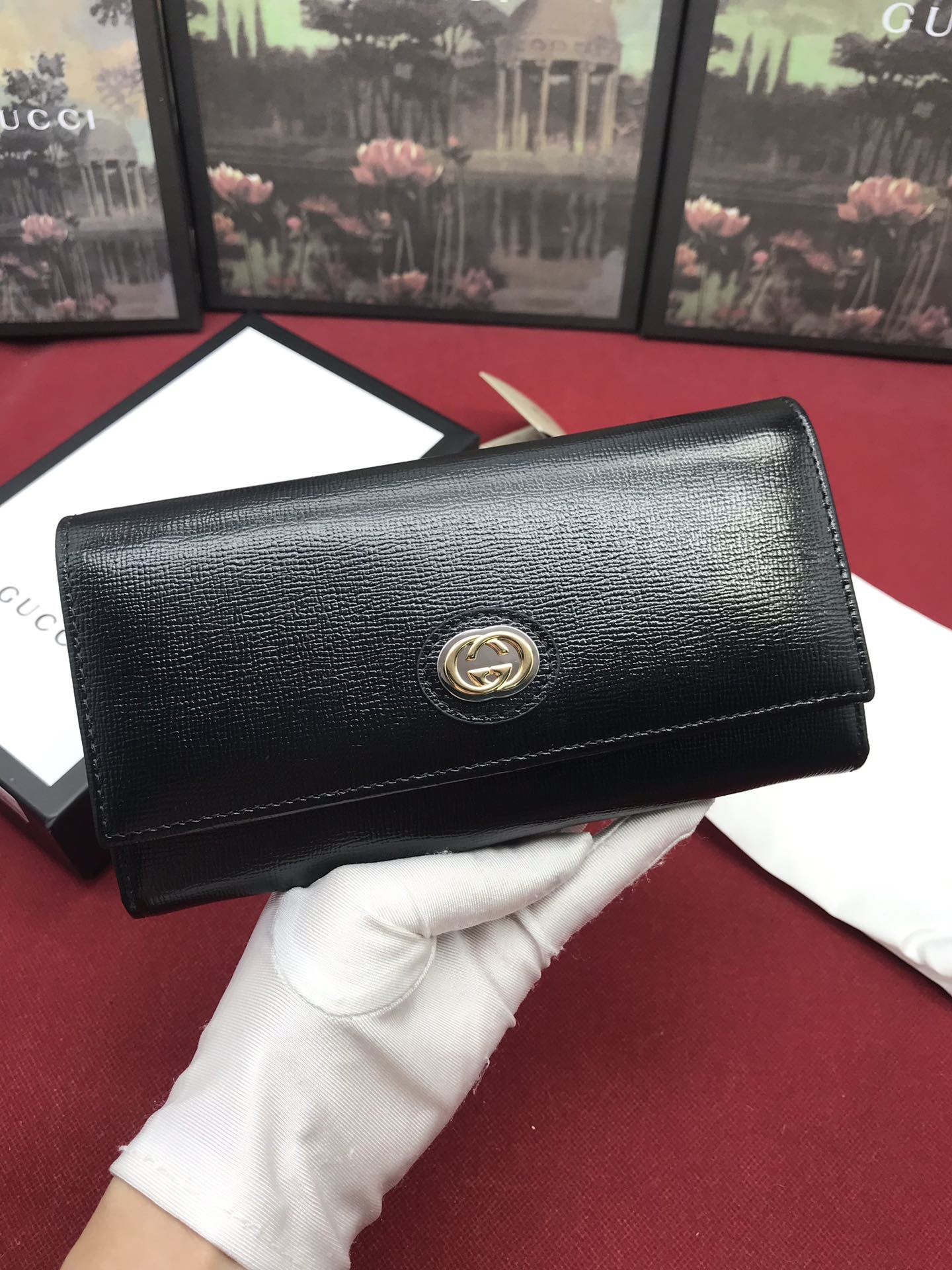 Replica Gucci 598531 Women Leather Continental Wallet Black