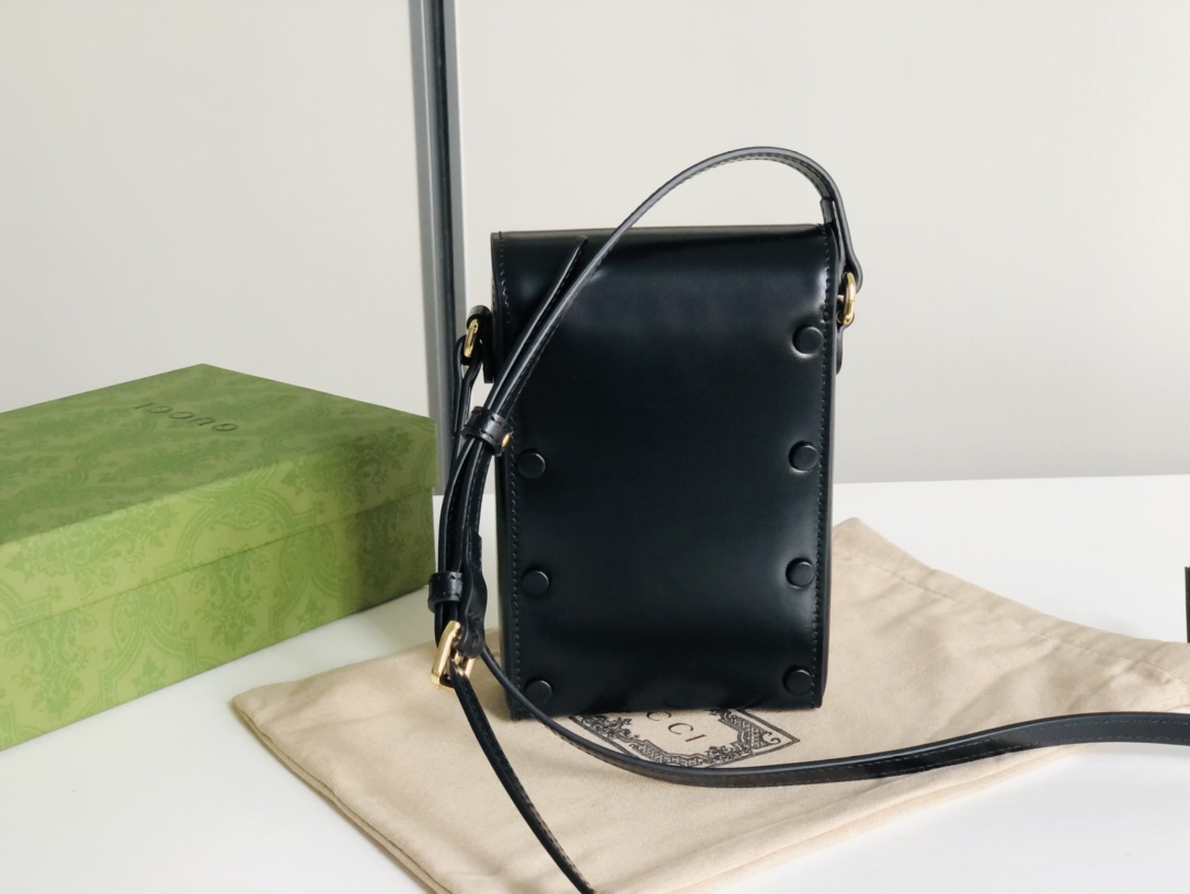 Replica Gucci 625615 Horsebit 1955 Mini Bag Black Leather