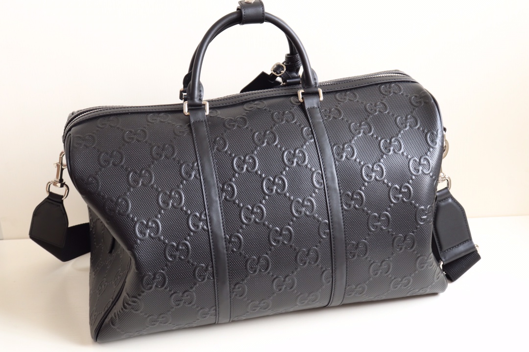 Replica Gucci 625768 GG Embossed Duffle Bag Black GG Leather