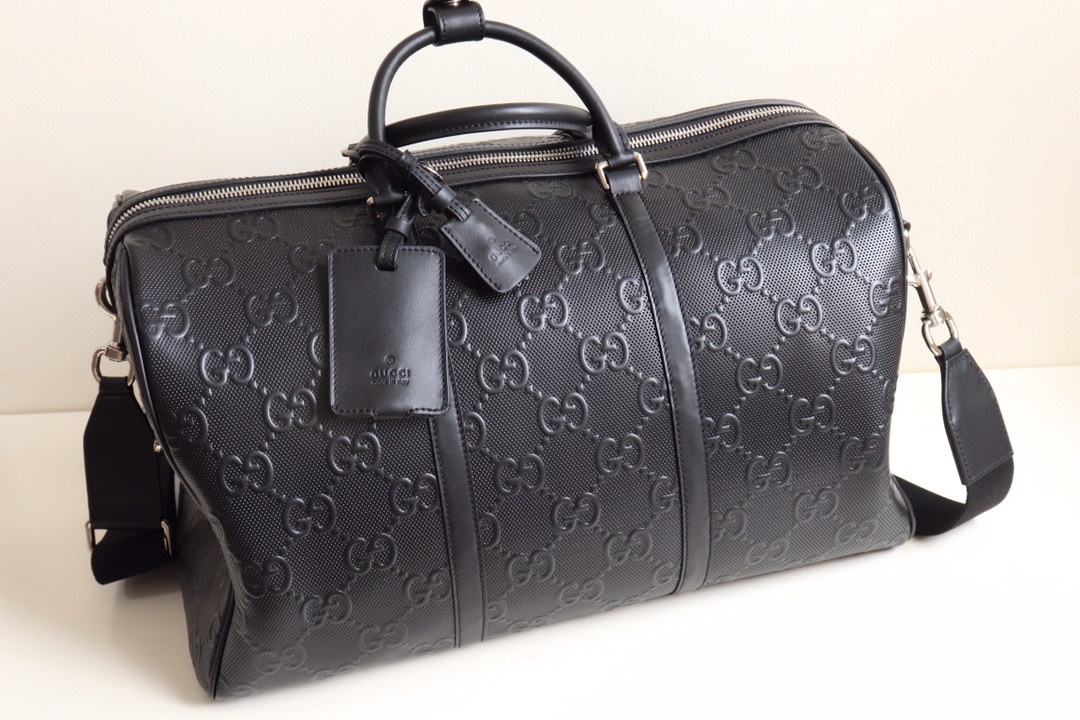 Replica Gucci 625768 GG Embossed Duffle Bag Black GG Leather