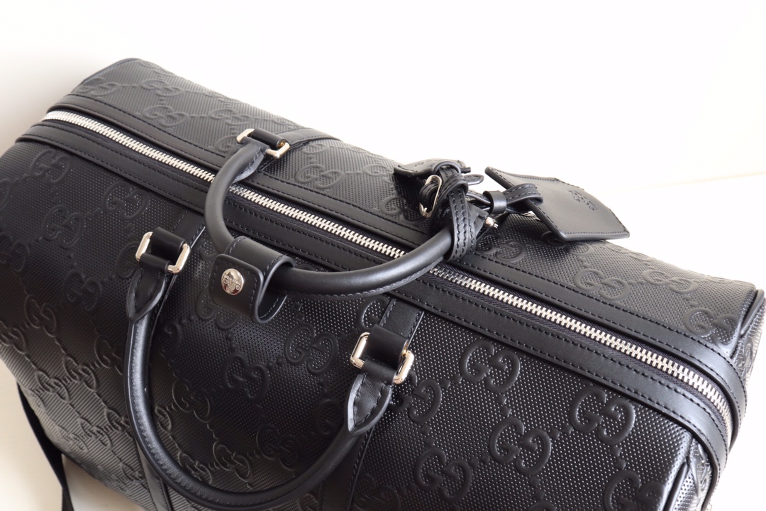 Replica Gucci 625768 GG Embossed Duffle Bag Black GG Leather