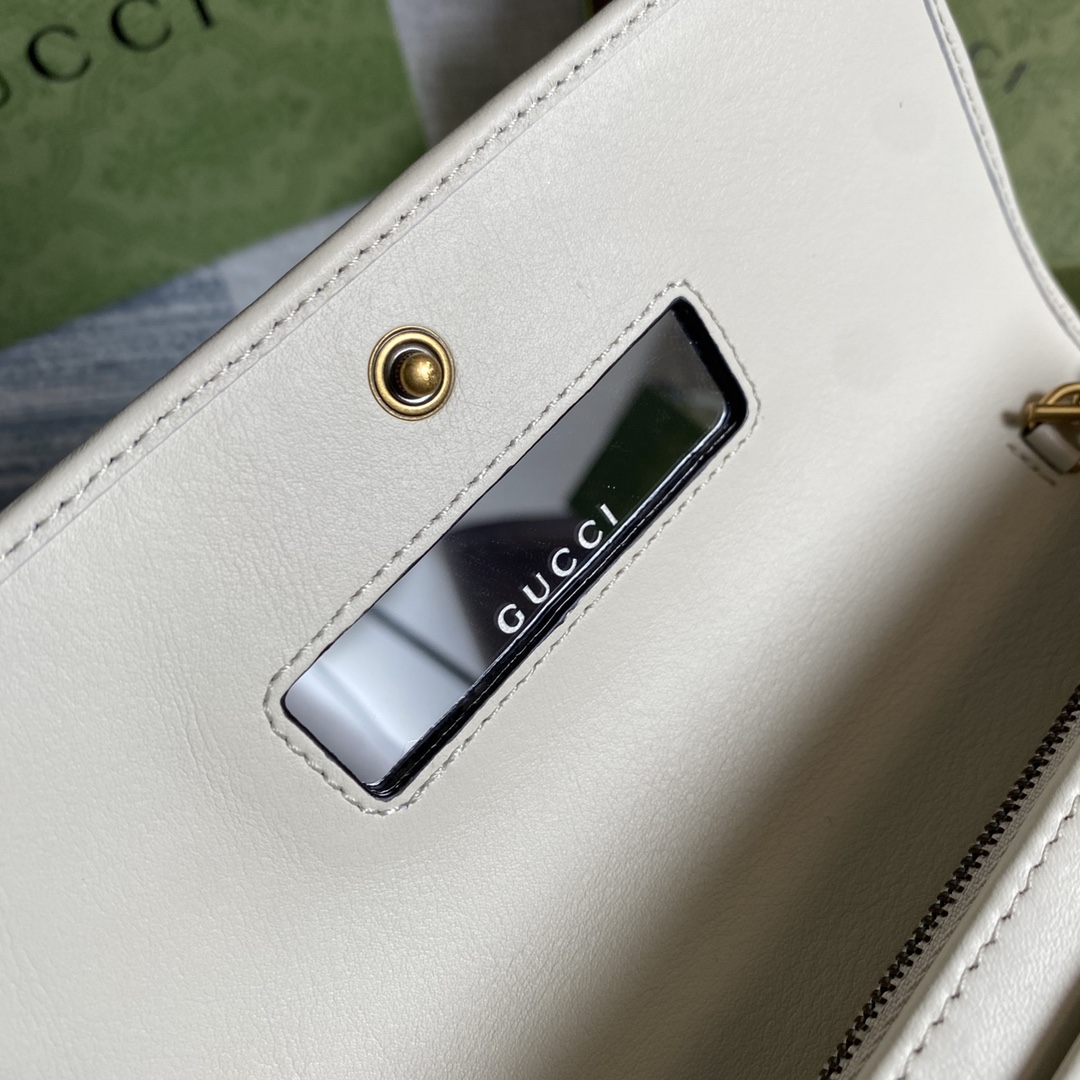 Replica Gucci 658243 Diana Chain Wallet with Bamboo White Leather