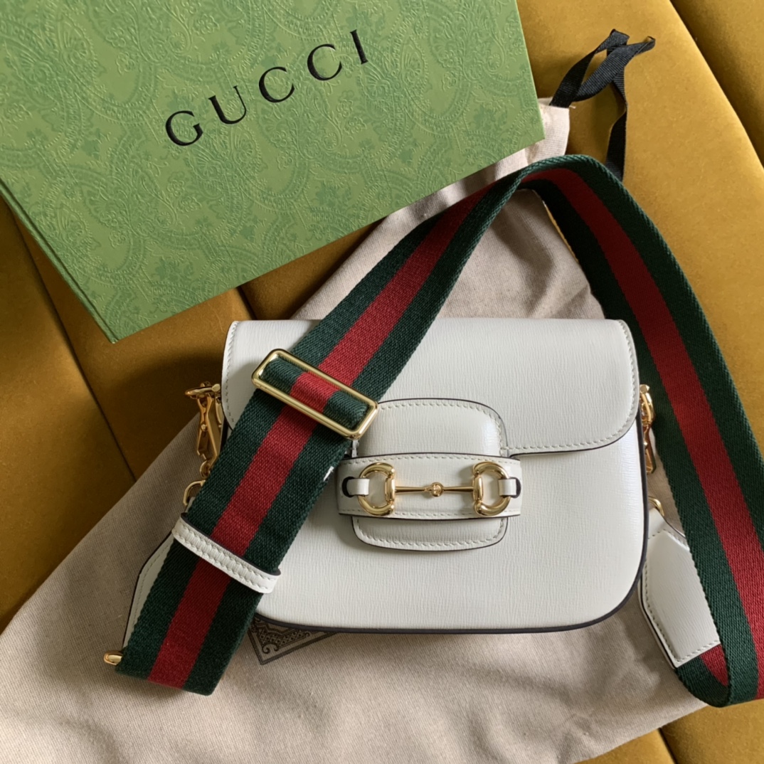 Replica Gucci 658574 Horsebit 1955 Mini Bag White Leather