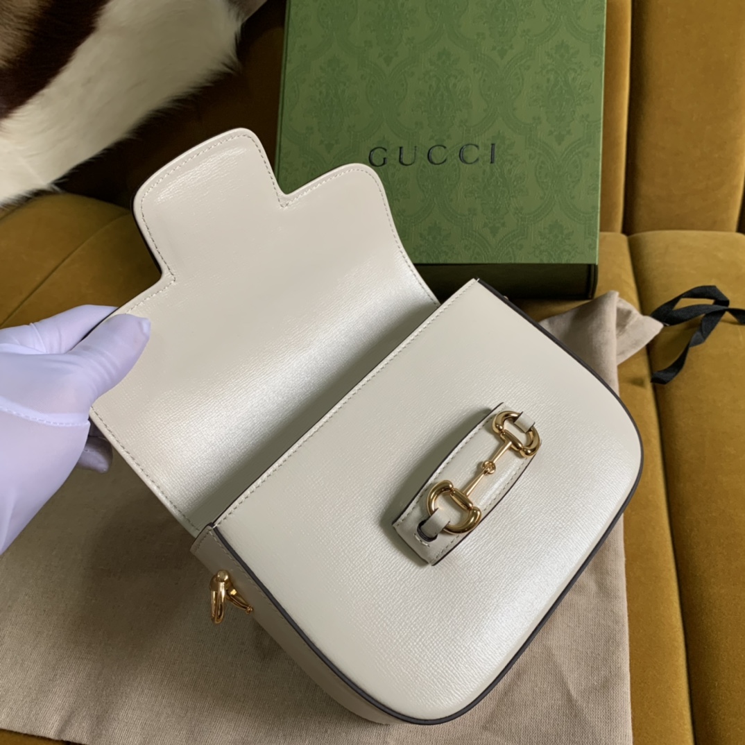 Replica Gucci 658574 Horsebit 1955 Mini Bag White Leather