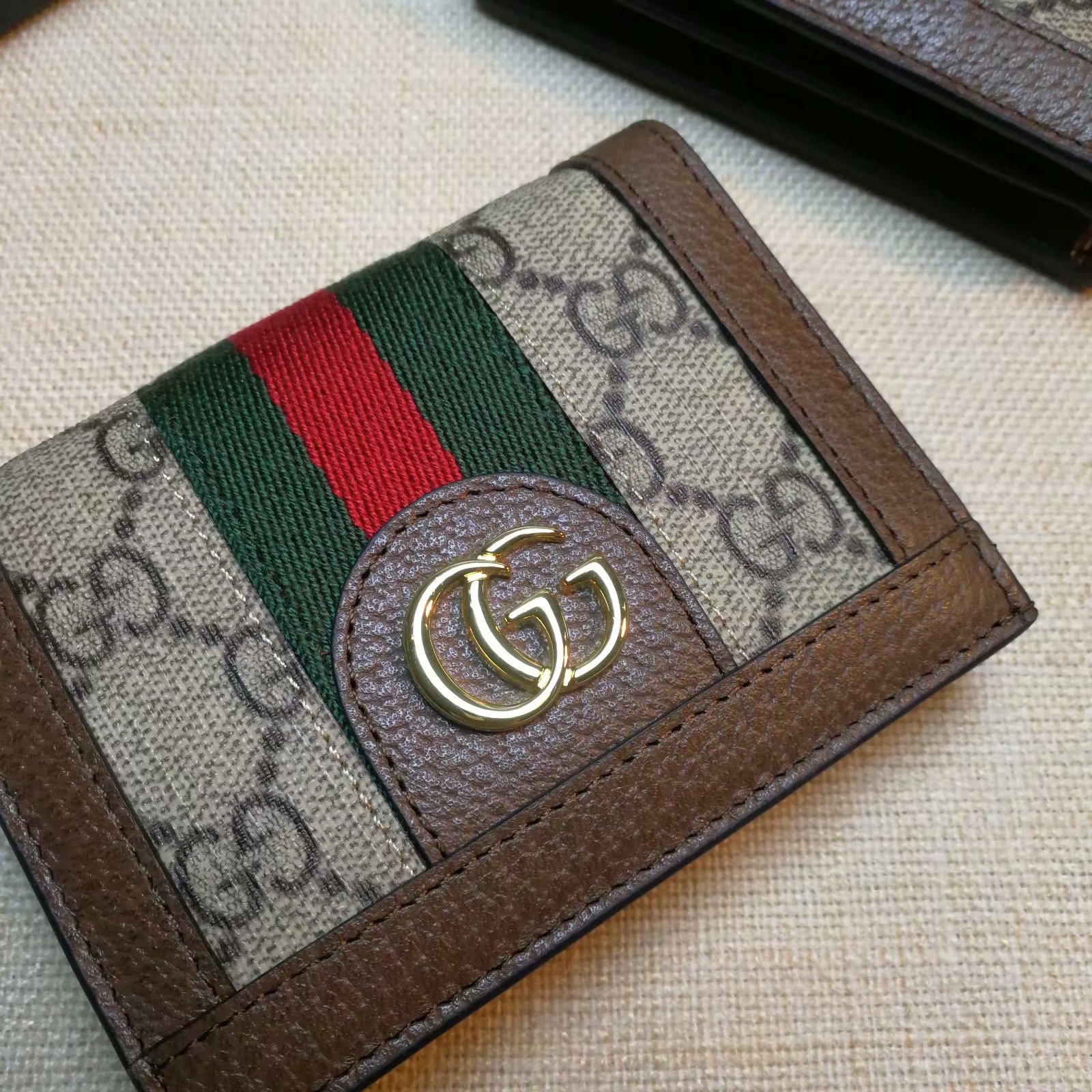 Replica Gucci Card Case Wallet Coffee 523155