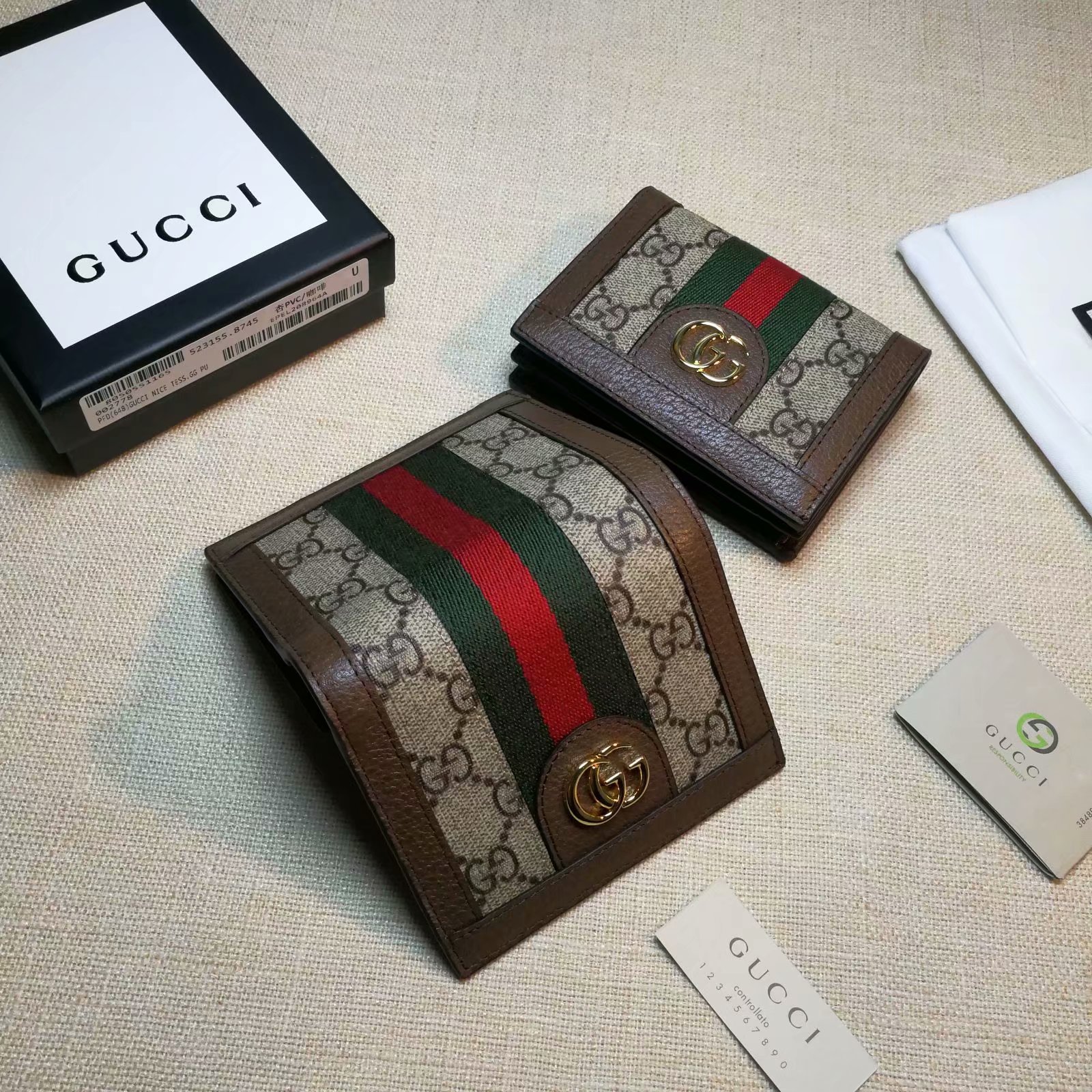 Replica Gucci Card Case Wallet Coffee 523155