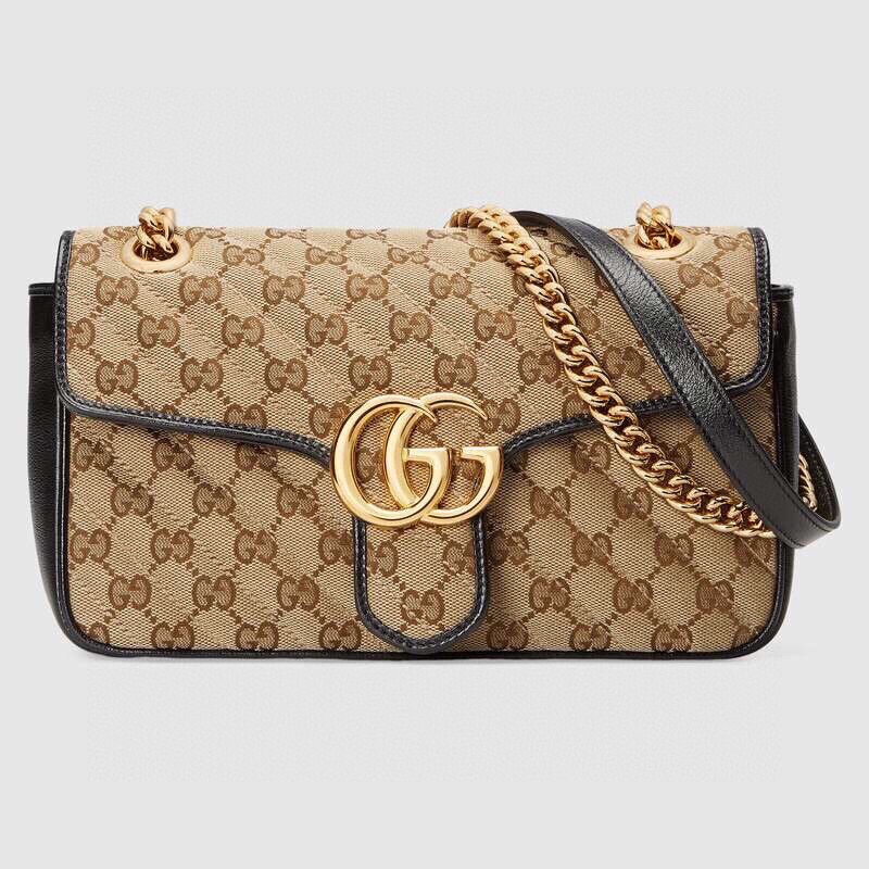 Replica Gucci GG Marmont Mini Bag Black Leather Trim