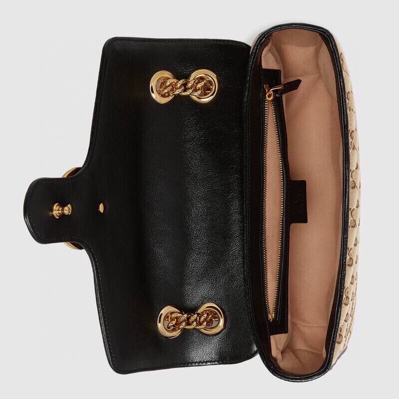 Replica Gucci GG Marmont Mini Bag Black Leather Trim