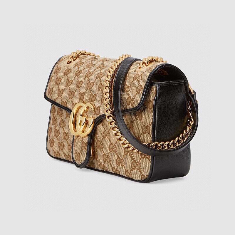 Replica Gucci GG Marmont Mini Bag Black Leather Trim