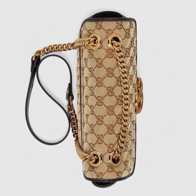 Replica Gucci GG Marmont Mini Bag Black Leather Trim