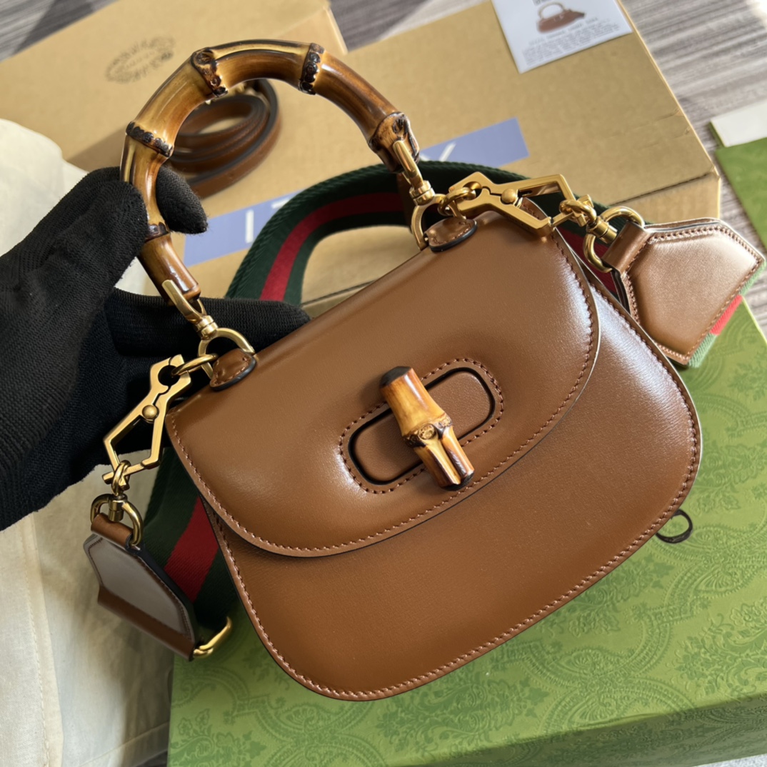 Replica Gucci Mini Top Handle Bag with Bamboo Brown 686864 High End