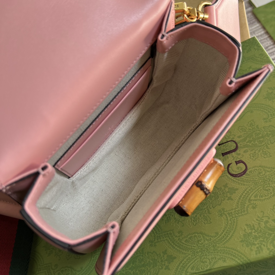 Replica Gucci Mini Top Handle Bag with Bamboo Pink 686864 High End