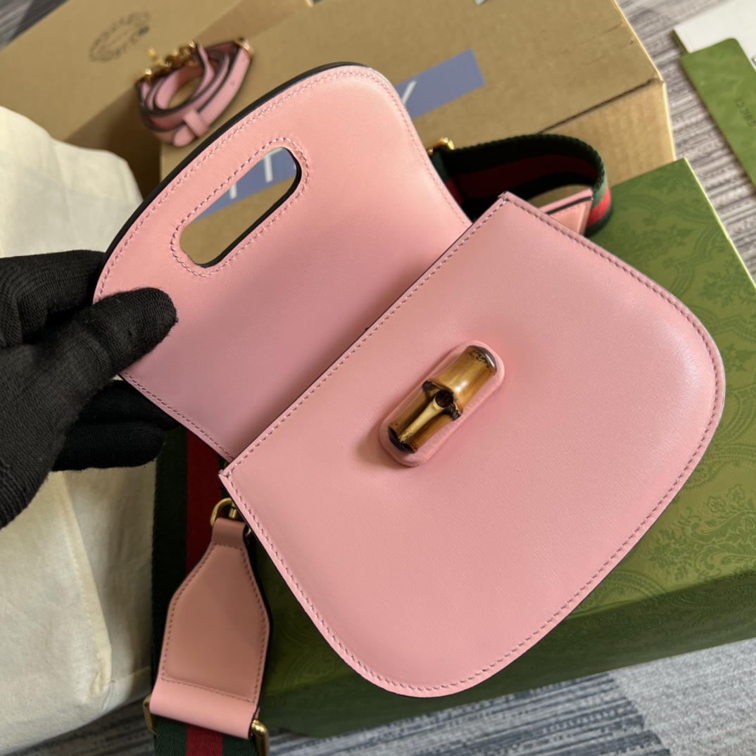 Replica Gucci Mini Top Handle Bag with Bamboo Pink 686864 High End