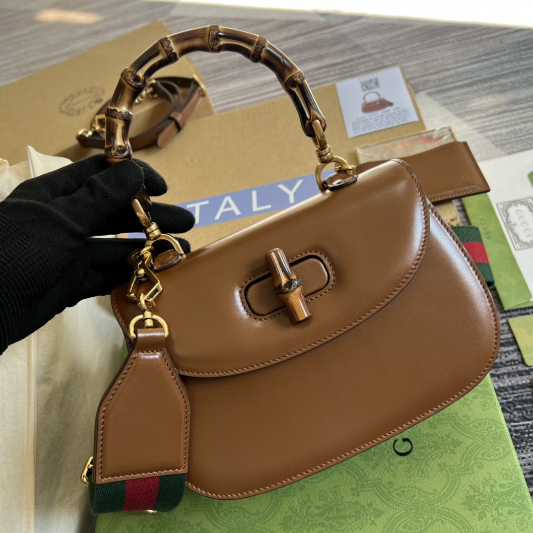 Replica Gucci Small Top Handle Bag with Bamboo Brown 675797 High End