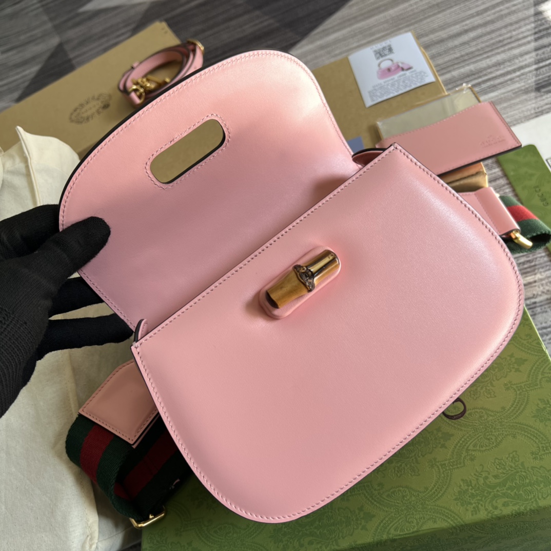 Replica Gucci Small Top Handle Bag with Bamboo Pink 675797 High End