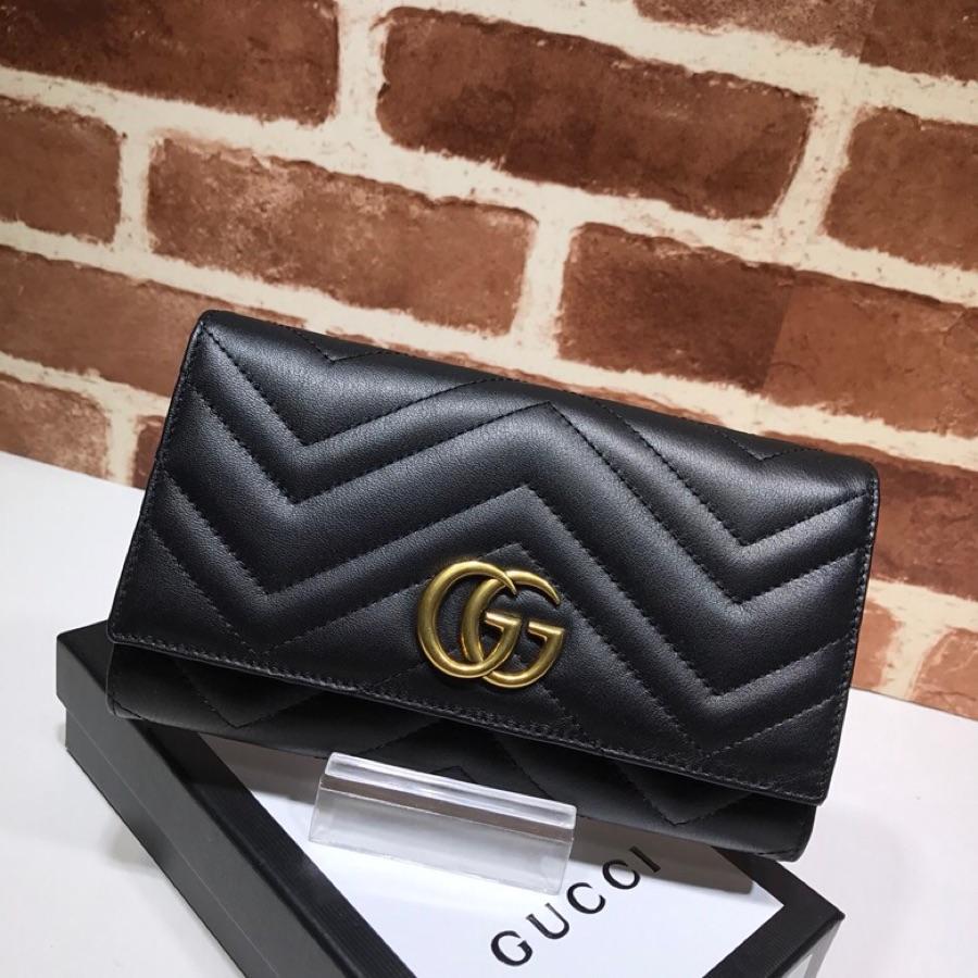 Replica Gucci Women GG Marmont Continental Wallet Black 443436