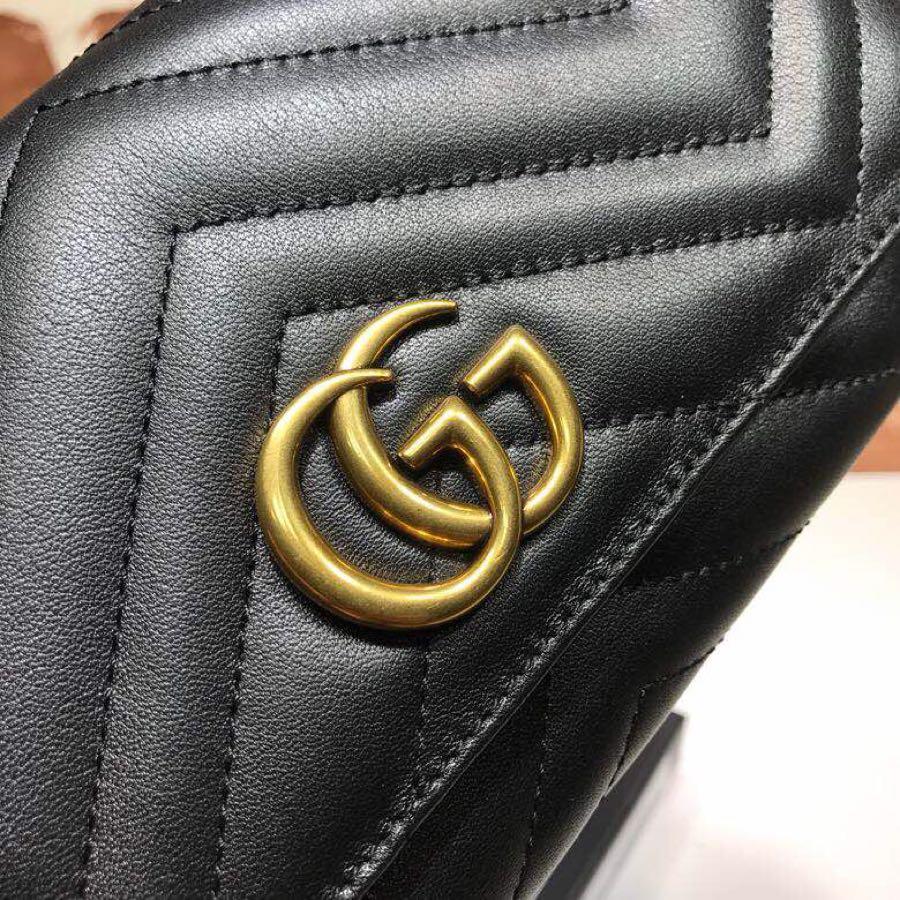 Replica Gucci Women GG Marmont Continental Wallet Black 443436