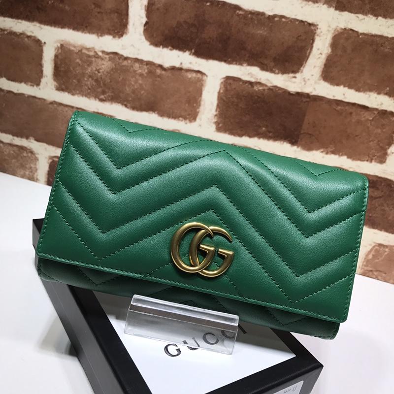 Replica Gucci Women GG Marmont Continental Wallet Green 443436