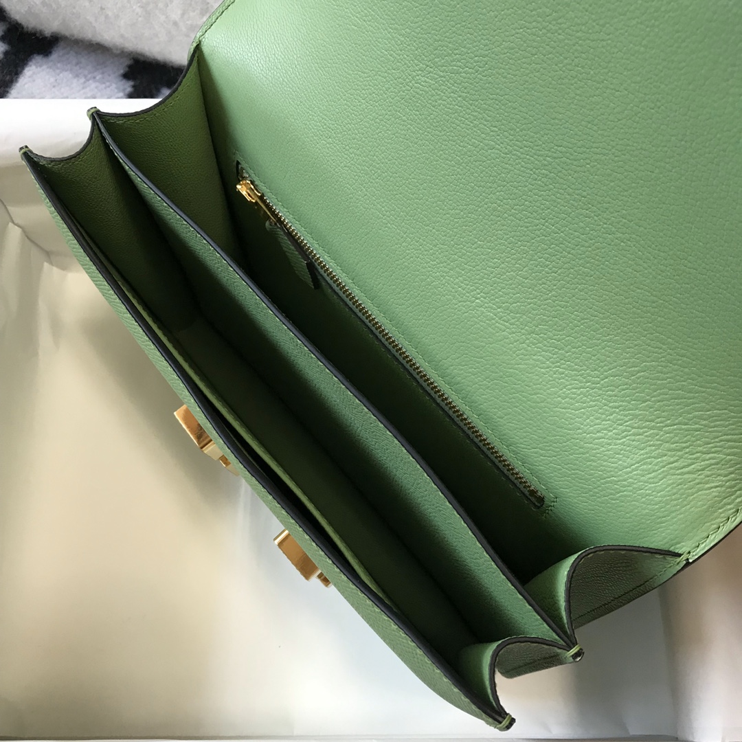 Replica Hermes Constance Bag Epsom Leather Avocado Green Wiht Gold 19cm and 23cm