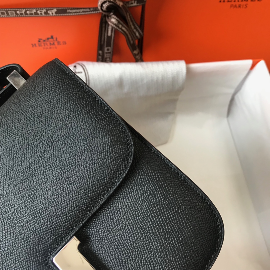 Replica Hermes Constance Bag Epsom Leather Black Wiht White Gold 19cm and 23cm