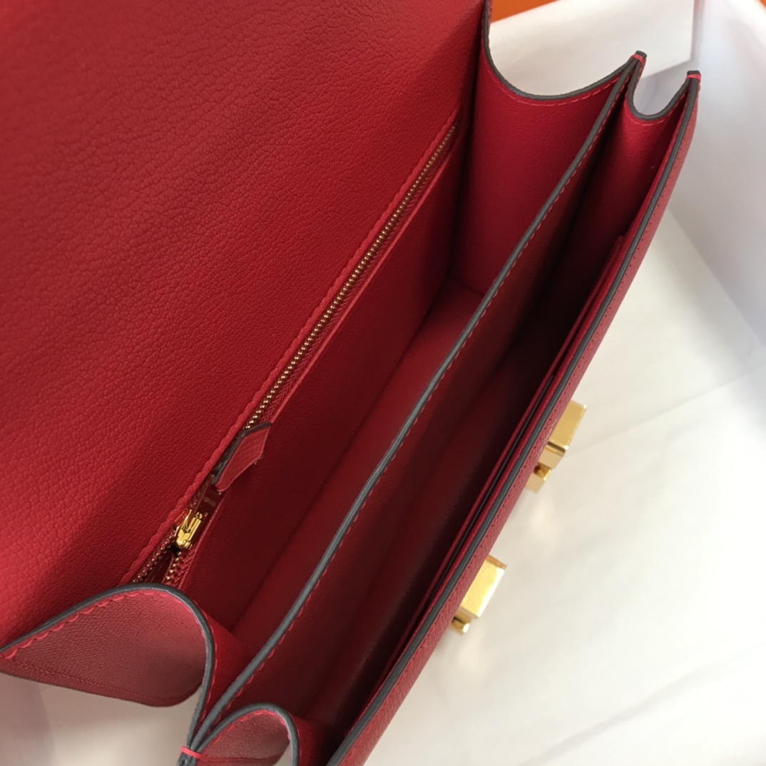 Replica Hermes Constance Bag Epsom Leather Red Wiht Gold 19cm and 23cm