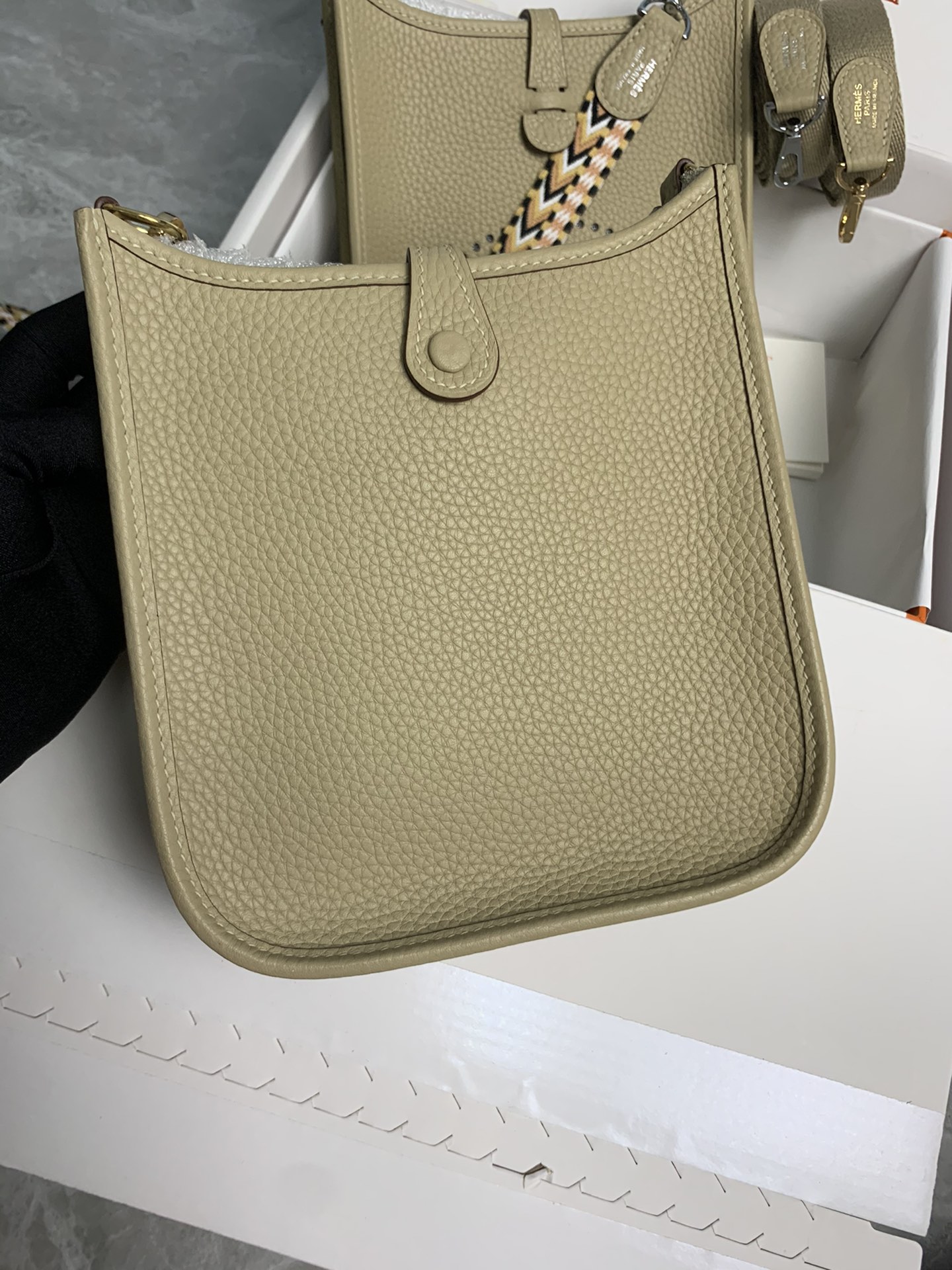 Replica Hermes Evelyne Mini Bag 17cm Original Togo Leather Beige