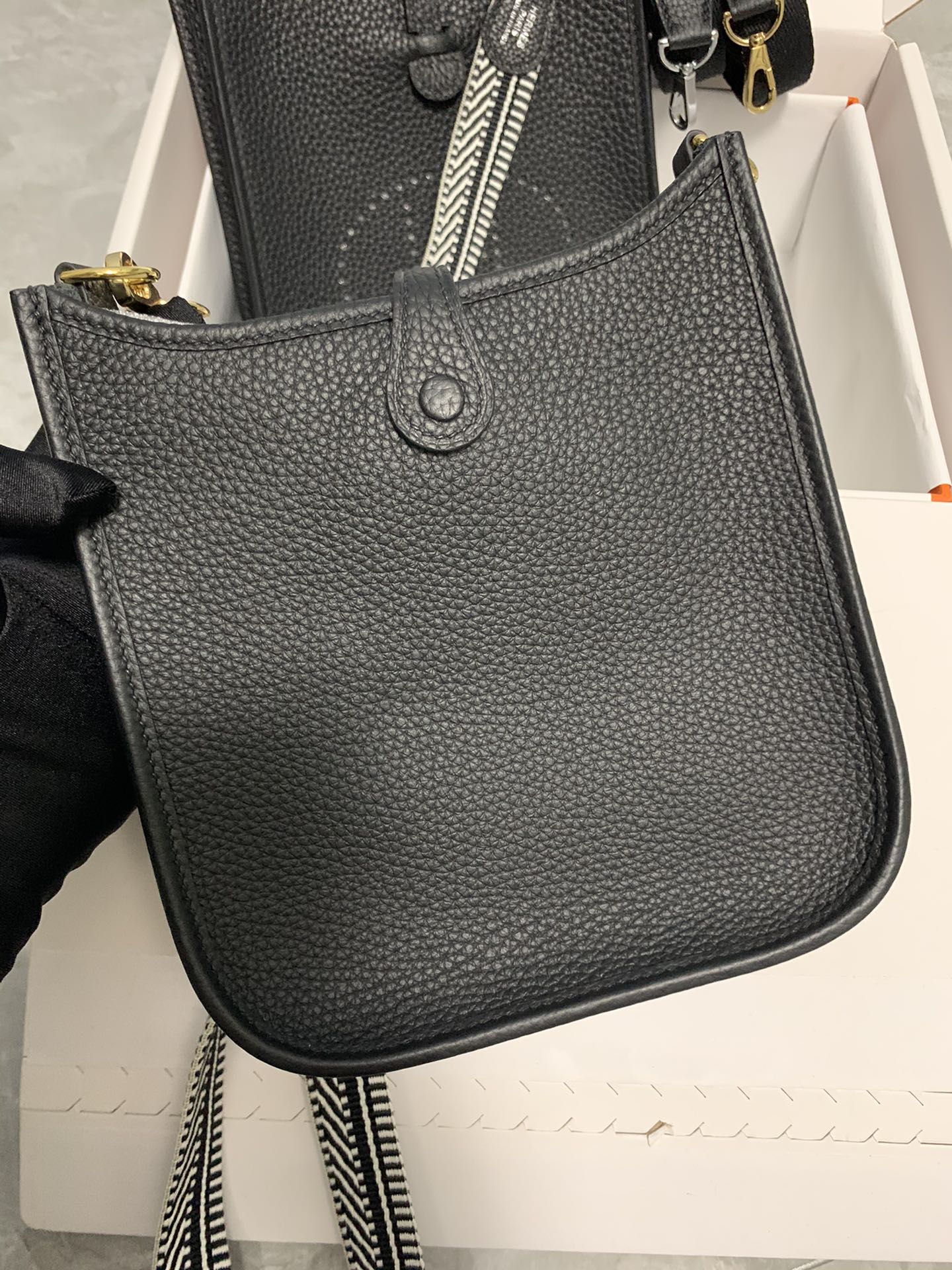 Replica Hermes Evelyne Mini Bag 17cm Original Togo Leather Black