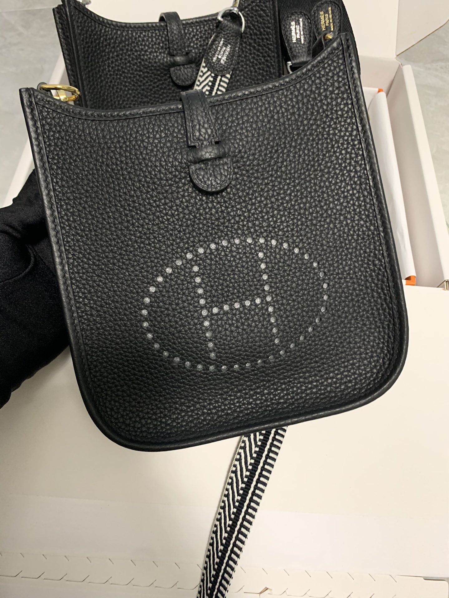 Replica Hermes Evelyne Mini Bag 17cm Original Togo Leather Black