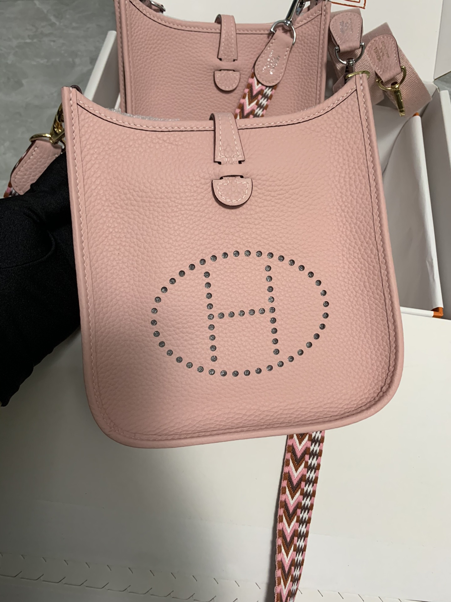 Replica Hermes Evelyne Mini Bag 17cm Original Togo Leather Pink