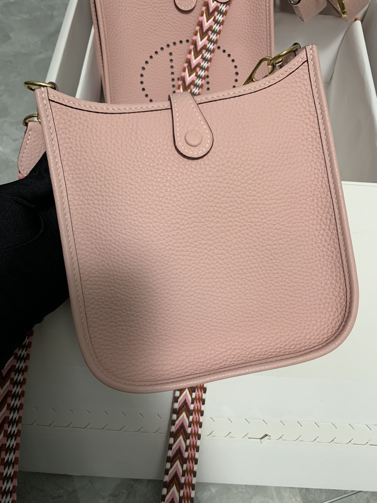 Replica Hermes Evelyne Mini Bag 17cm Original Togo Leather Pink