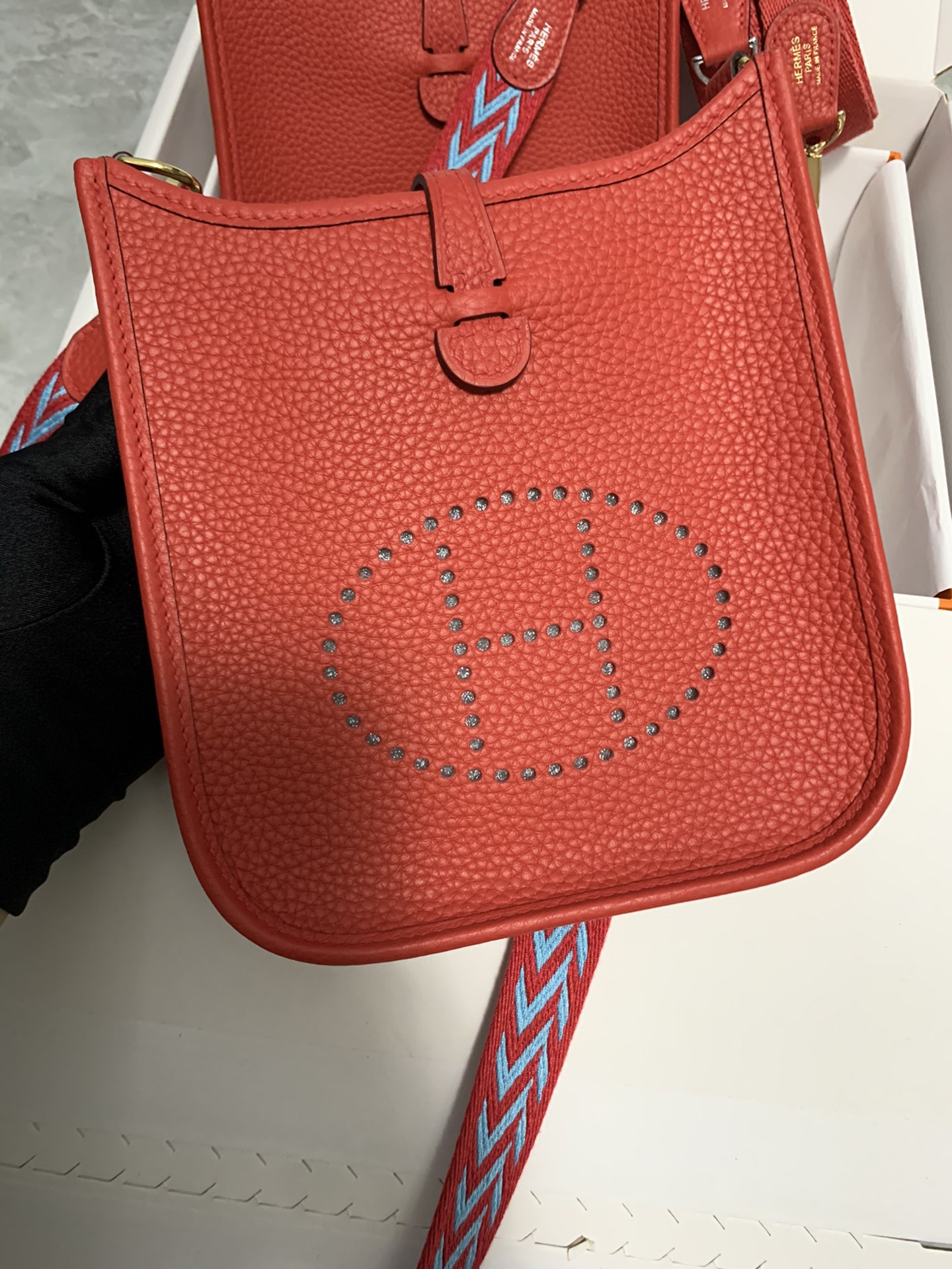 Replica Hermes Evelyne Mini Bag 17cm Original Togo Leather Watermelon Red