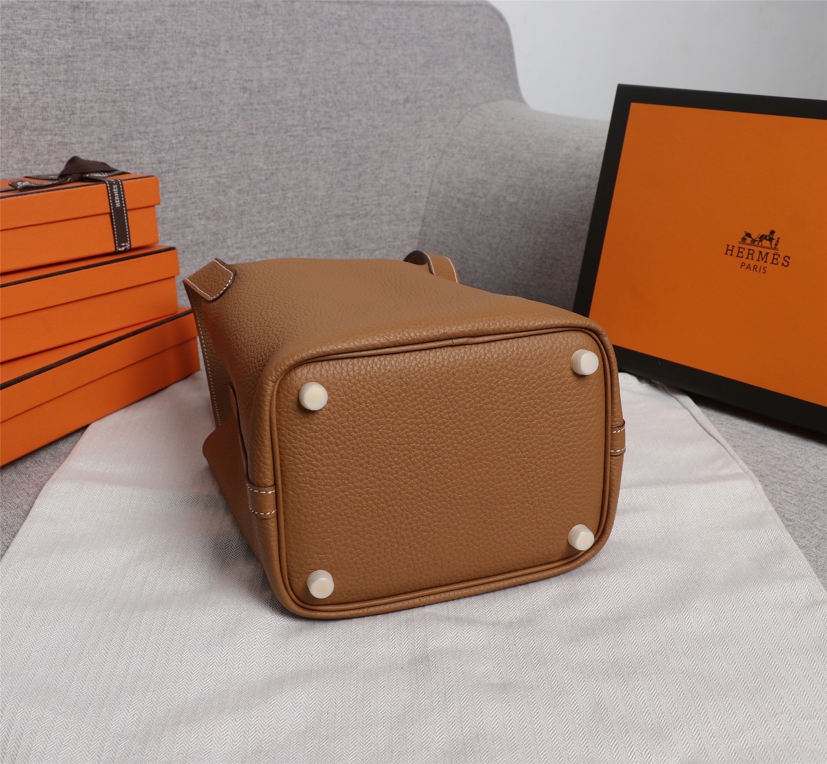 Replica Hermes Picotin Lock Bag 18cm and 22cm Coffee with Gold Hardware