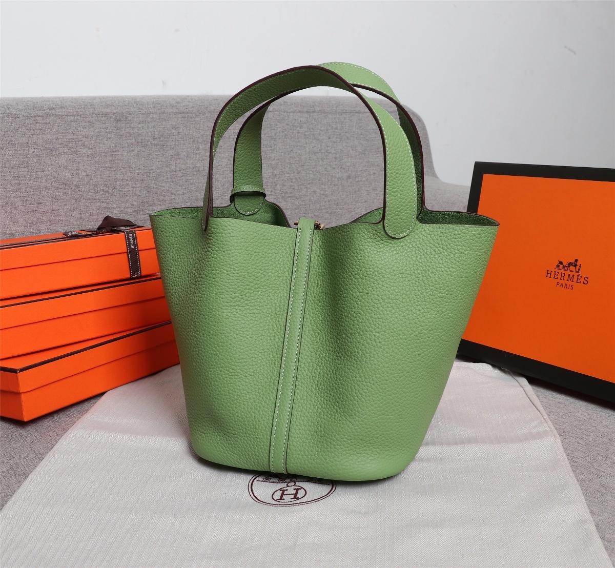 Replica Hermes Picotin Lock Bag 18cm and 22cm Green with Gold Hardware