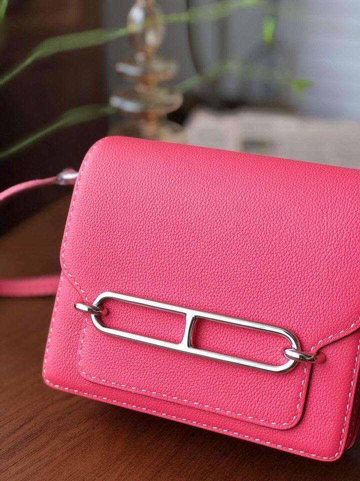 Replica Hermes Roulis Mini 19cm Swift Calf Togo Leather Shoulder Bag Pink