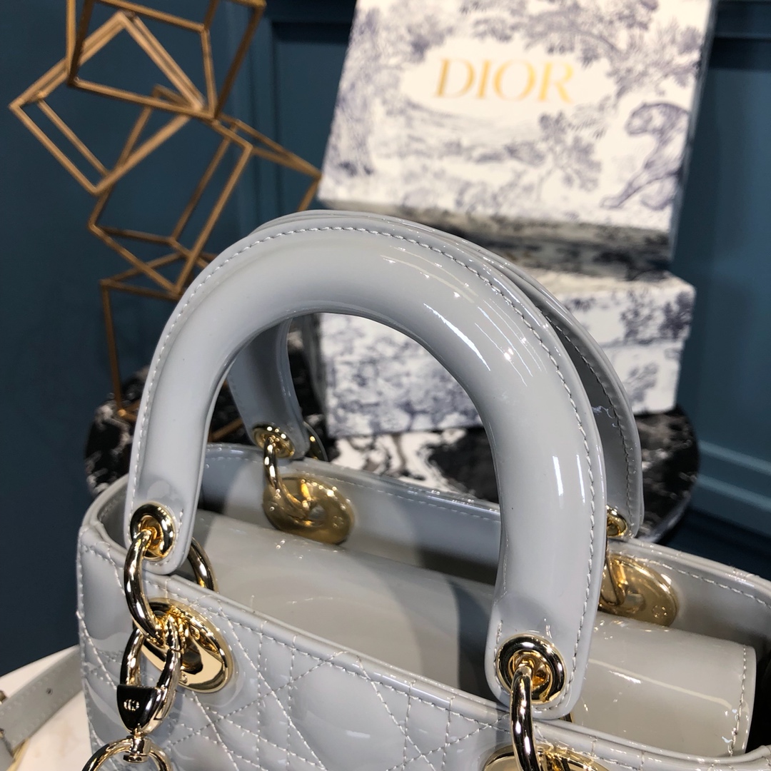 Replica Lady Dior Calfskin Bag Adjustable Shoulder Strap With Gold-Tone Metal Gray