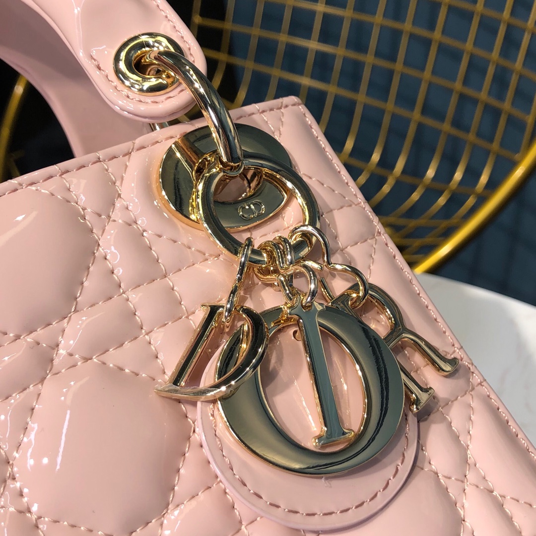 Replica Lady Dior Calfskin Bag Adjustable Shoulder Strap With Gold-Tone Metal Pink