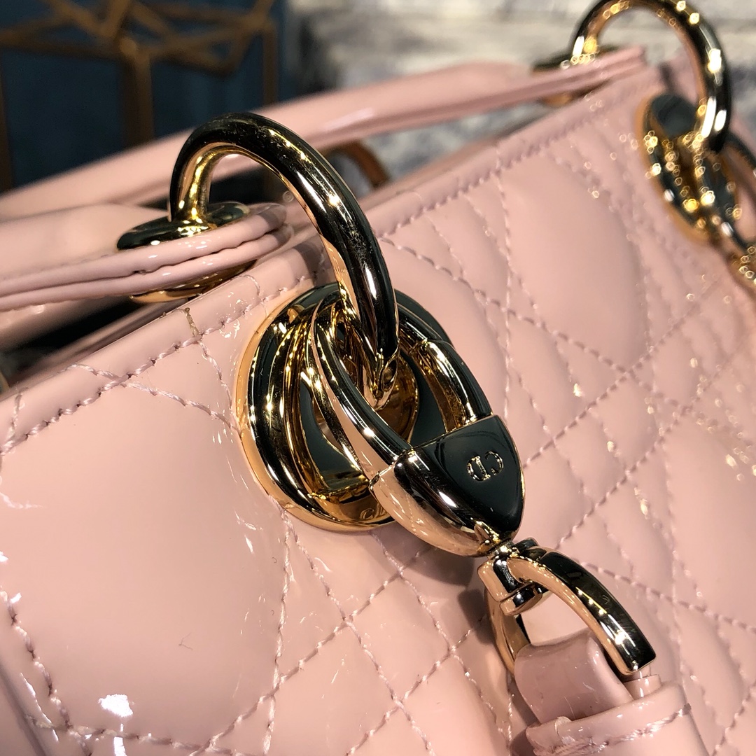 Replica Lady Dior Calfskin Bag Adjustable Shoulder Strap With Gold-Tone Metal Pink