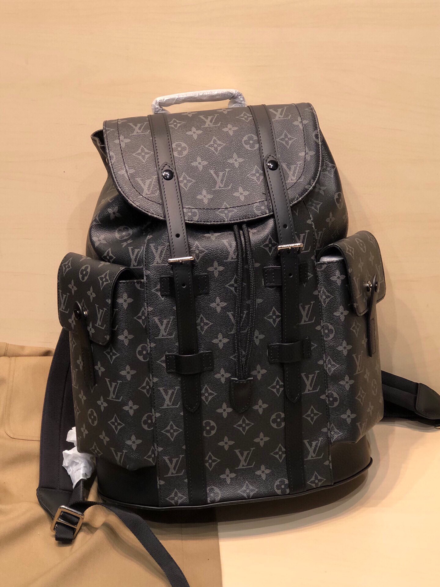 Replica Louis Vuitton M43735 Christopher PM Monogram Eclipse Coated Canvas