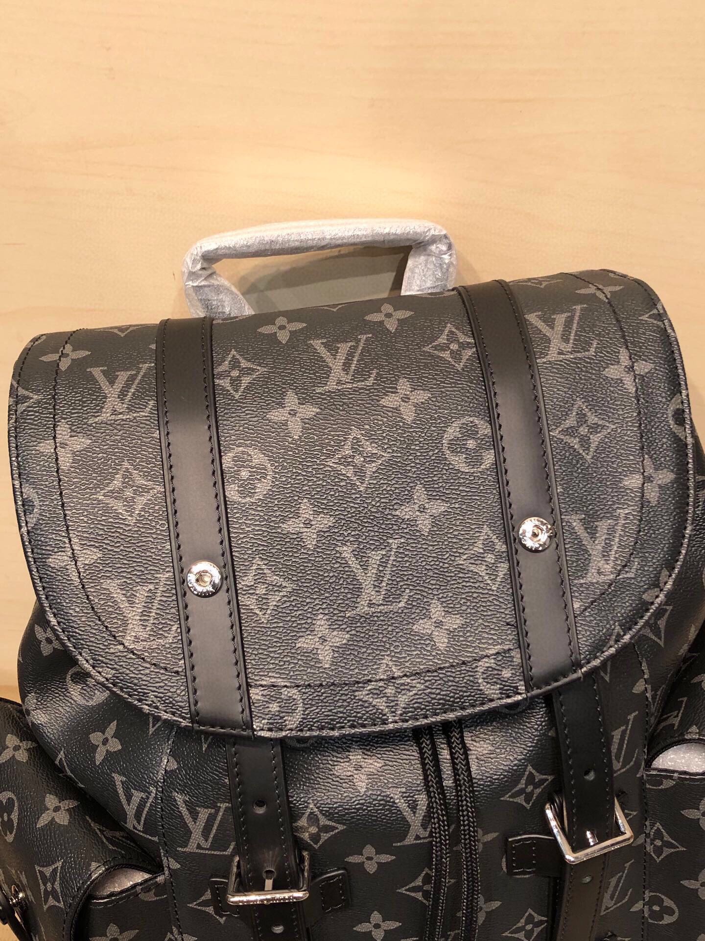 Replica Louis Vuitton M43735 Christopher PM Monogram Eclipse Coated Canvas