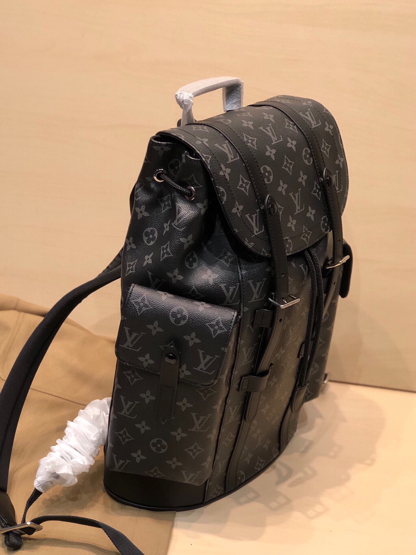 Replica Louis Vuitton M43735 Christopher PM Monogram Eclipse Coated Canvas