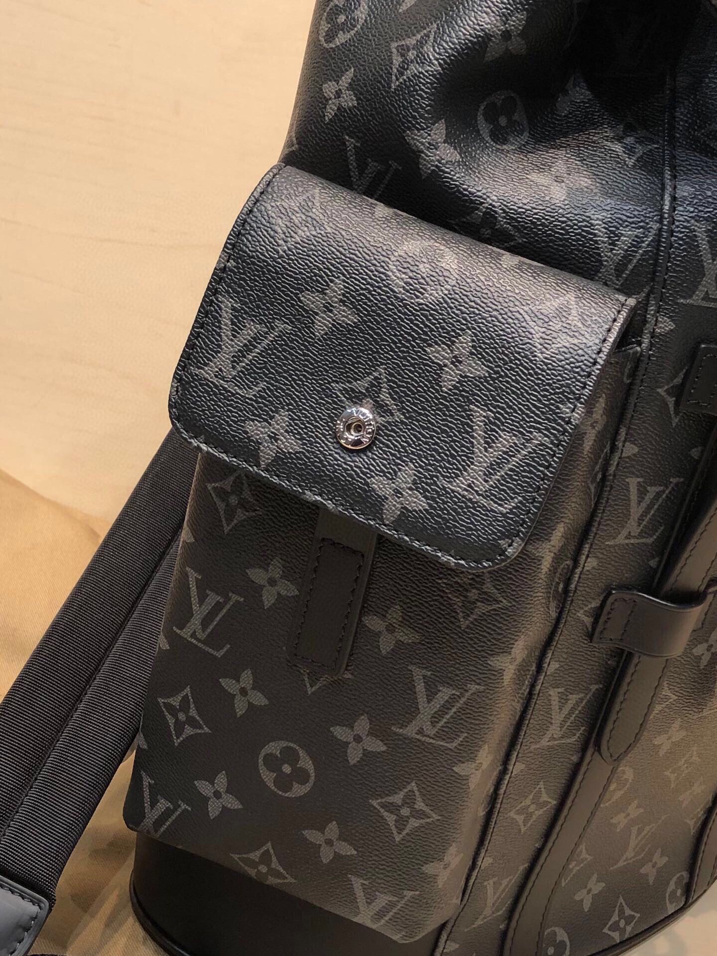 Replica Louis Vuitton M43735 Christopher PM Monogram Eclipse Coated Canvas