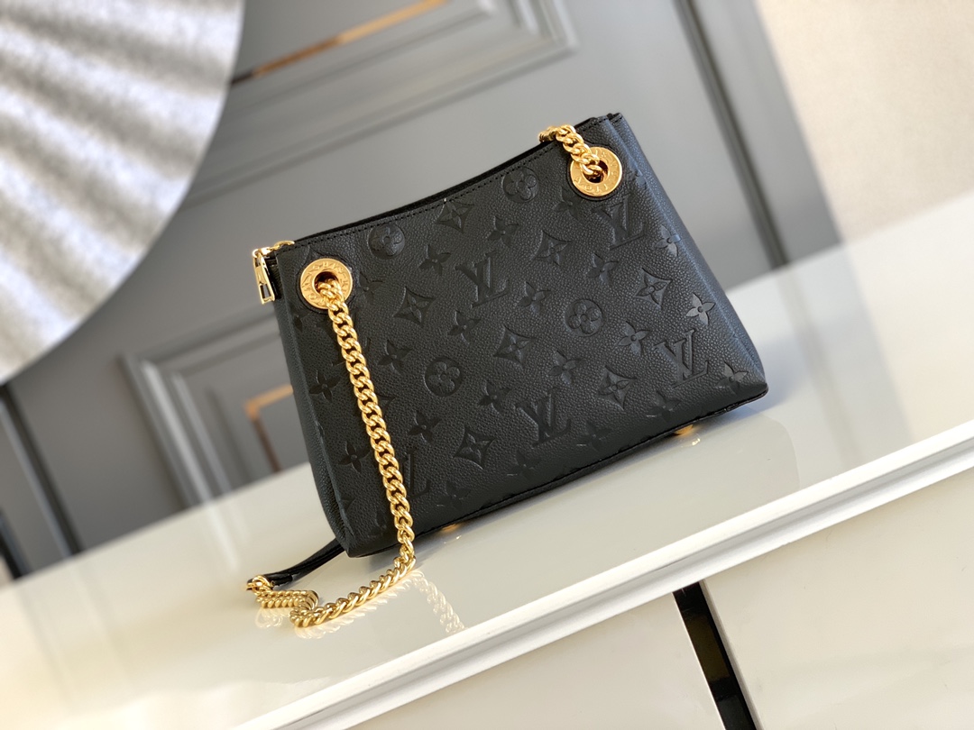 Replica Louis Vuitton M43748 Surene BB Chain Tote Handbag in Monogram Empreinte Leather Black