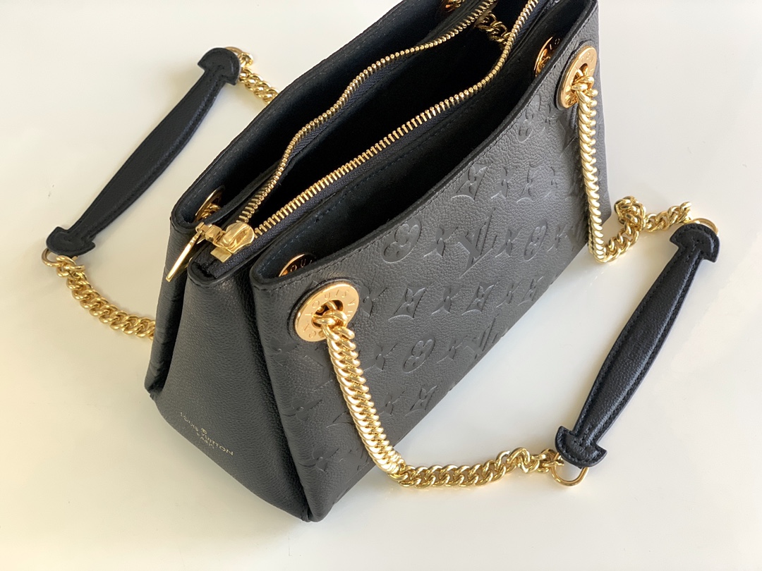 Replica Louis Vuitton M43748 Surene BB Chain Tote Handbag in Monogram Empreinte Leather Black