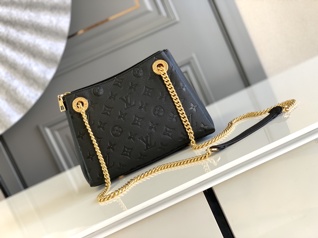 Replica Louis Vuitton M43748 Surene BB Chain Tote Handbag in Monogram Empreinte Leather Black